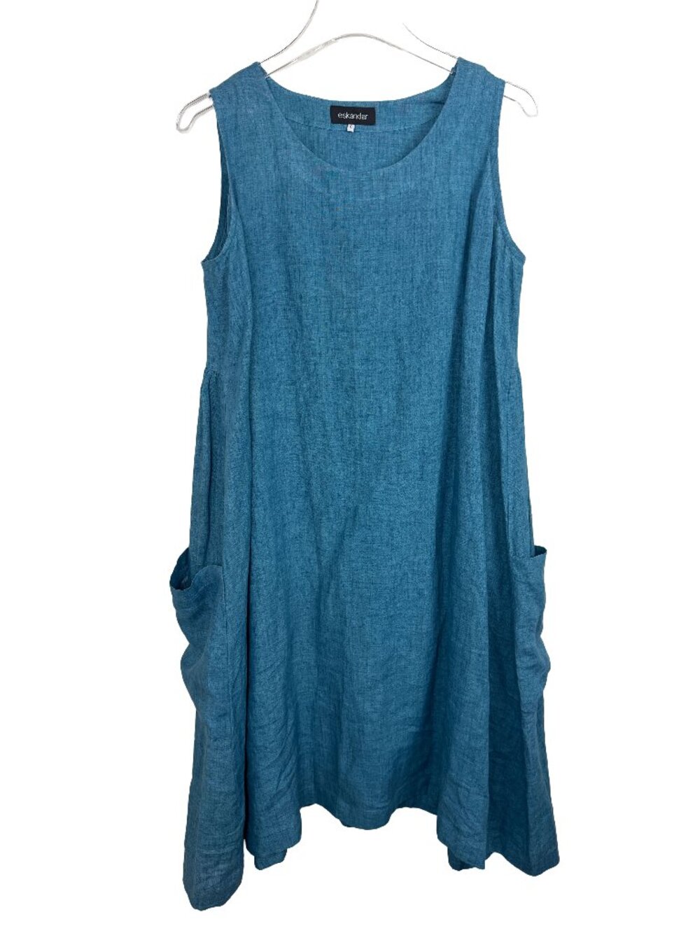 Eskandar Sleeveless A-Line Round Neck 100% Linen Dress Sz 0 (S/M) Lagenlook